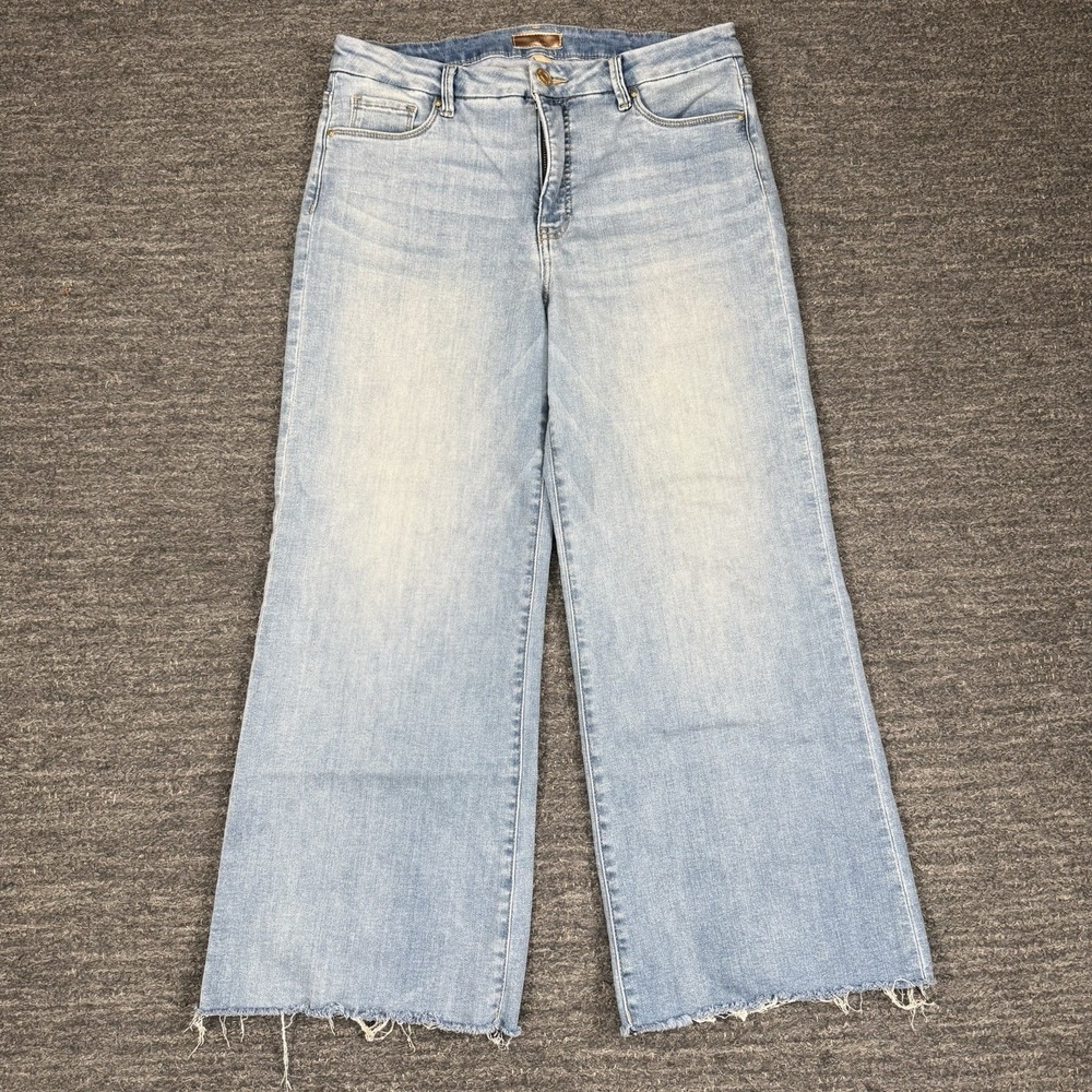 KUT From The Kloth Meg Fab AB Wide Leg High Rise Jeans  Women 10 Raw Hem Stretch